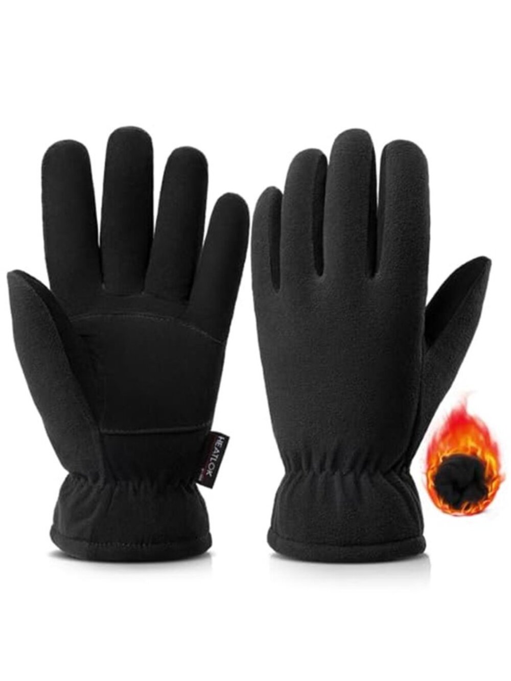 Mens Winter Gloves Genuine Leather Thermal Warm Cold Weather Skiing Black